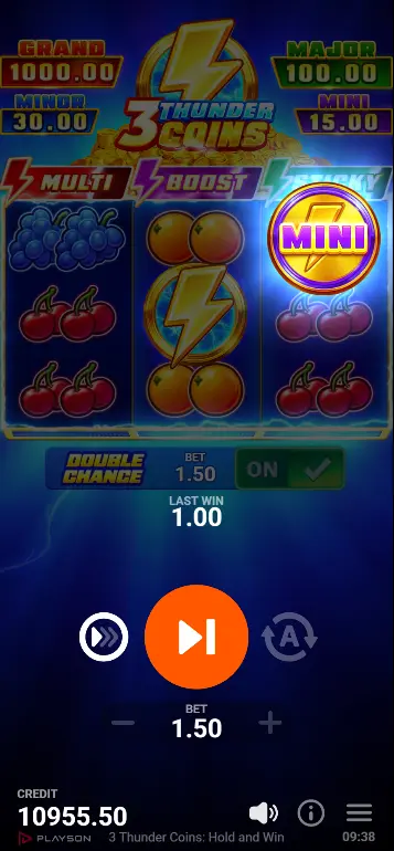 Jackpot Coin GRAND pagando 1000x durante el Thunder Feature